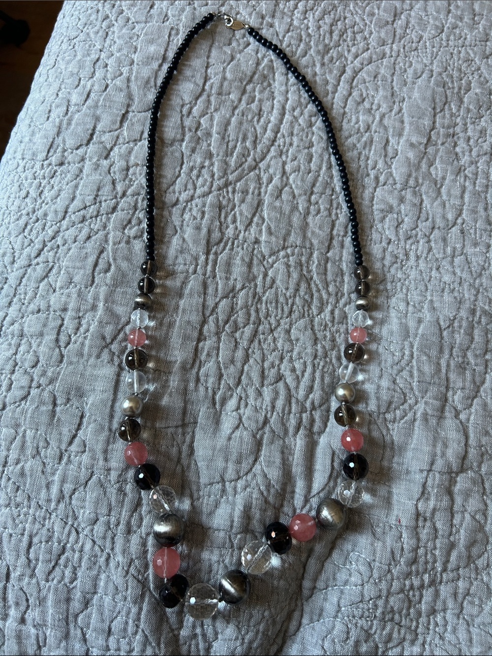 Elegant Multi-Bead Black and Pink Women's Necklace